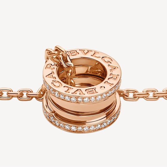 Bulgari Classic Signature B.ZERO1 Necklace Unisex Rosegold with Diamond - Picture 6 of 9
